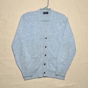 Vintage 1950s Horne’s For Men Blue Wool Cardigan Sweater Sz M Rockabilly Preppy